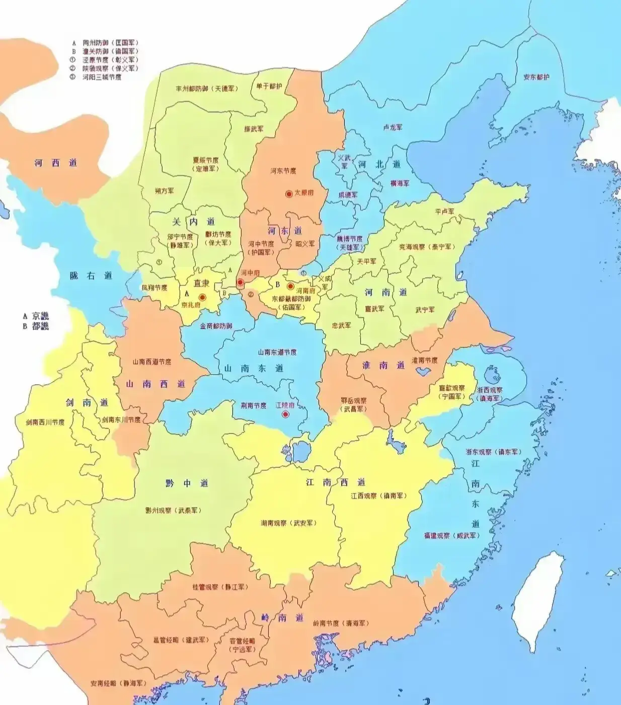 唐朝藩镇形势图，你们怎么看？