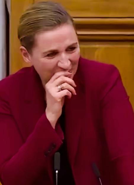 丹麦首相咋这么开心啊？这是有什么高兴的事情呢？能如此的开心啊！这是用手挡着藏