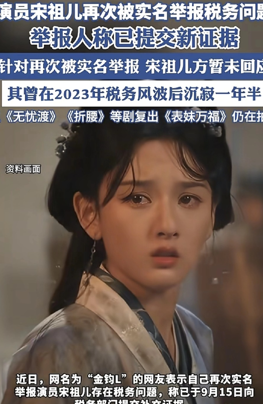 宋祖儿又被举了。还是偷税漏税的问题，这次举报者是实名举报，称掌握了证据并且提供