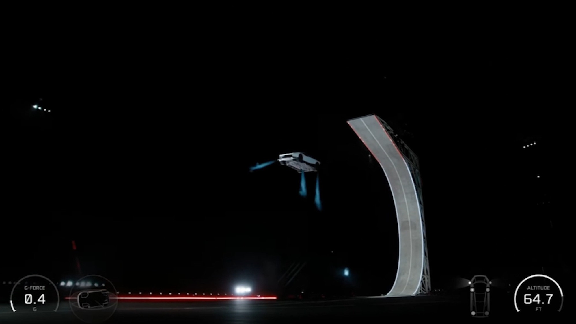 特斯拉发布新款Roadster：车辆倒着悬停在半空跑道上 翻滚喷射气柱落地
