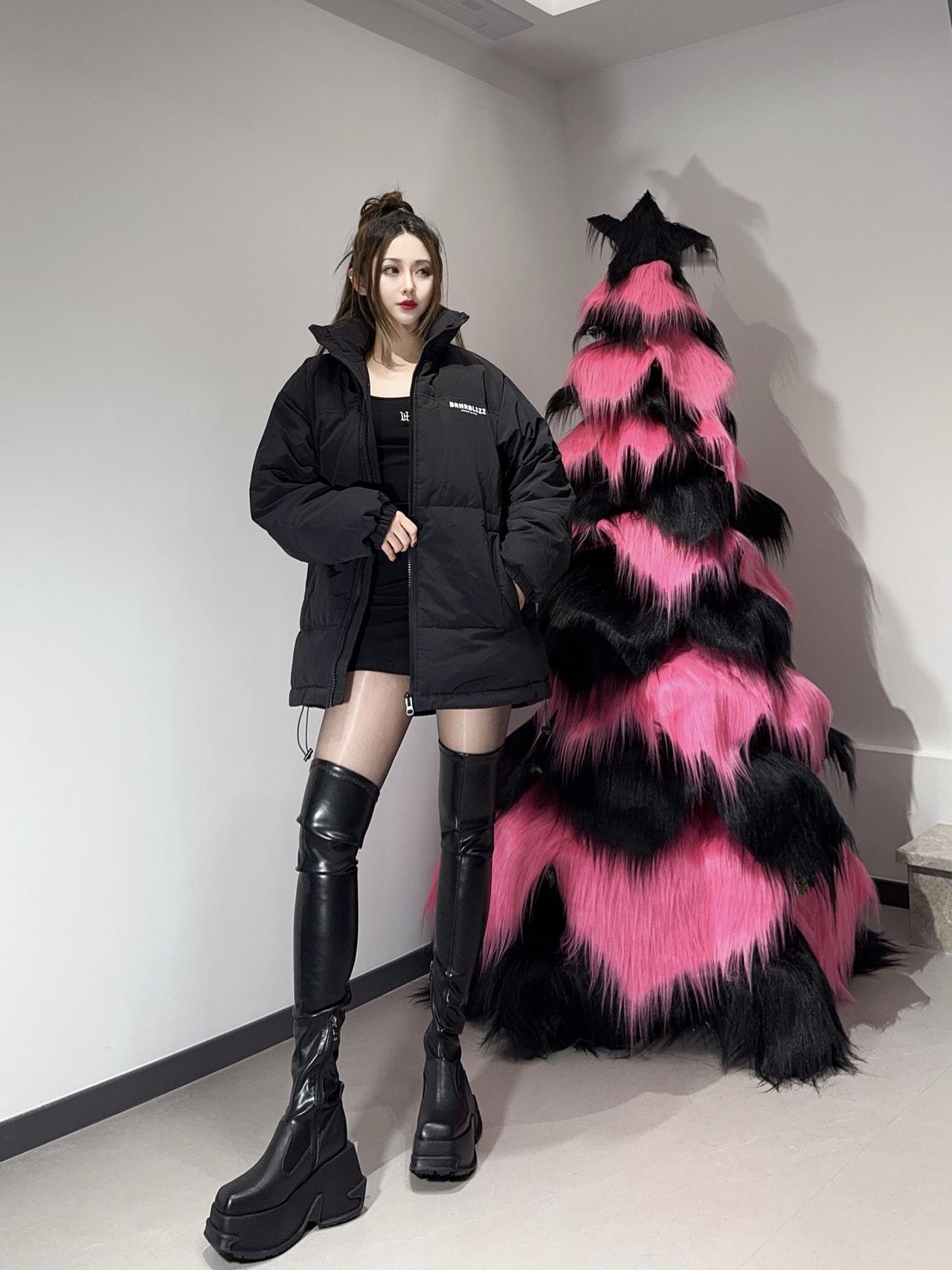 过膝长靴感觉至上反差