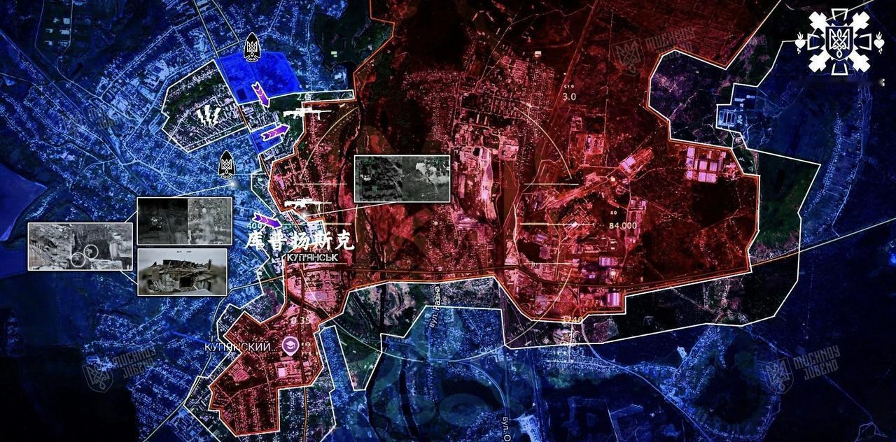 乌军占领了库皮扬斯克市区的哈尔科夫大街，控制了一段N26公路。乌克兰现在是死磕