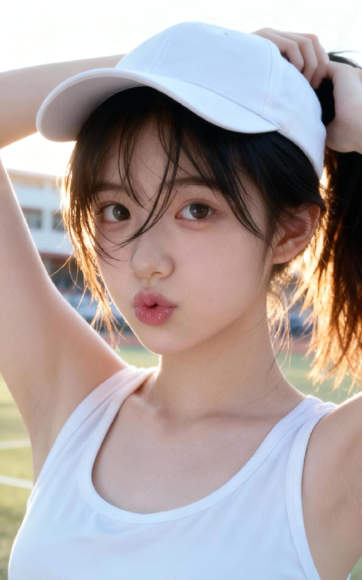 光之影阳光下的少女，青春洋溢，活力满满！🌞👩‍🦰