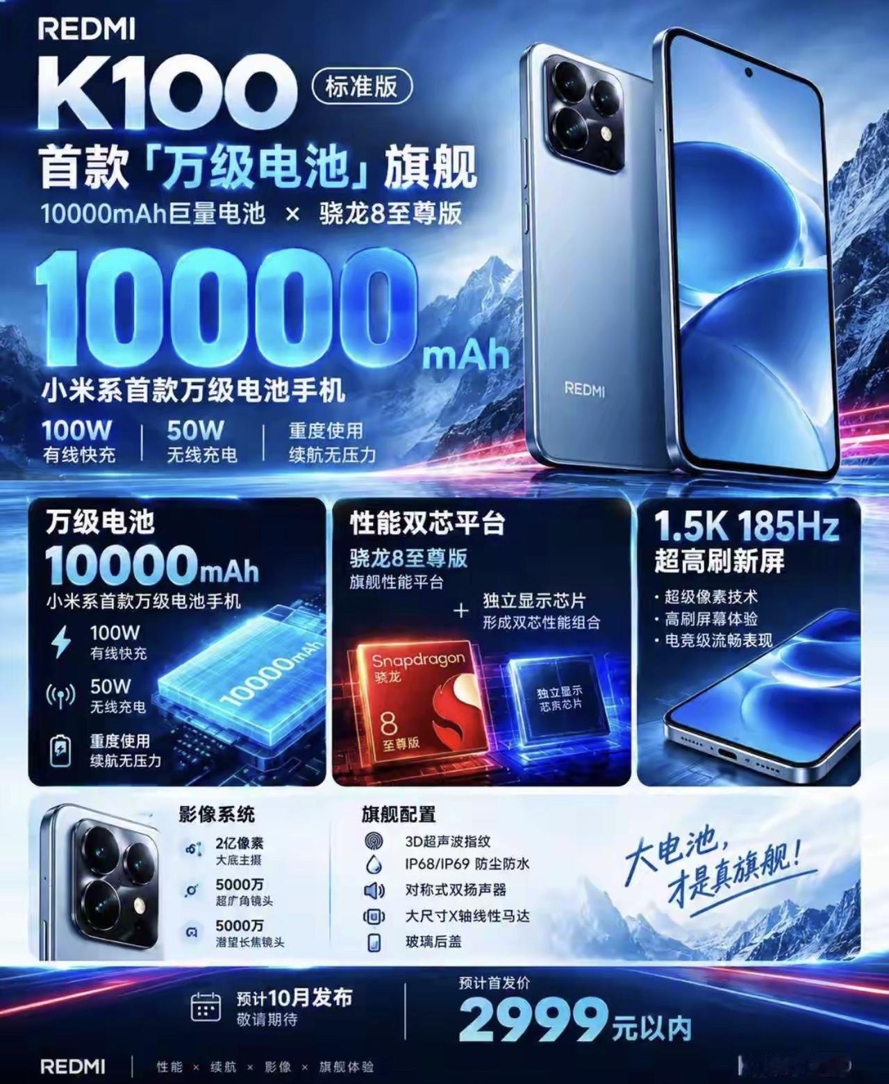 REDMIK100标准版重磅爆料！10000mAh万级电池来了REDMI