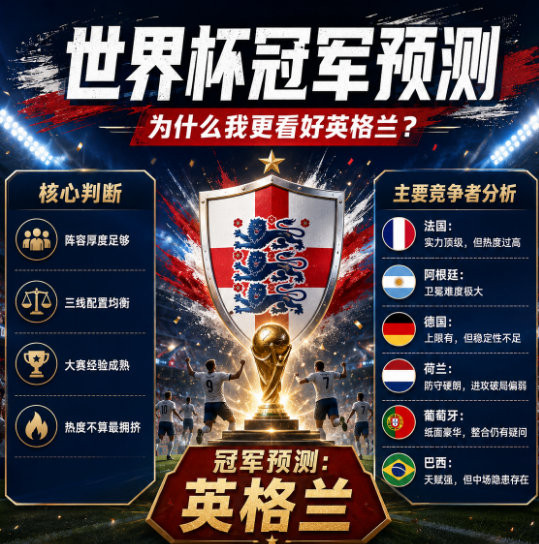 世界杯冠军预测：为什么我更看好英格兰？上一届世界杯，阿根廷首轮爆冷输给沙特之后，