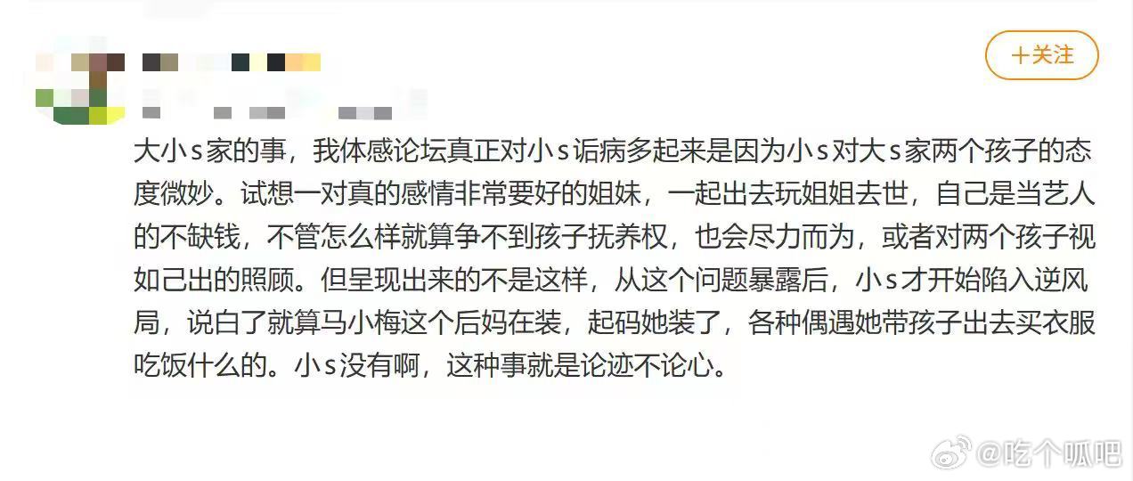 对小s诟病多起来的原因小s对大s家两个孩子的态度微妙换位思考真的很难共情小s，