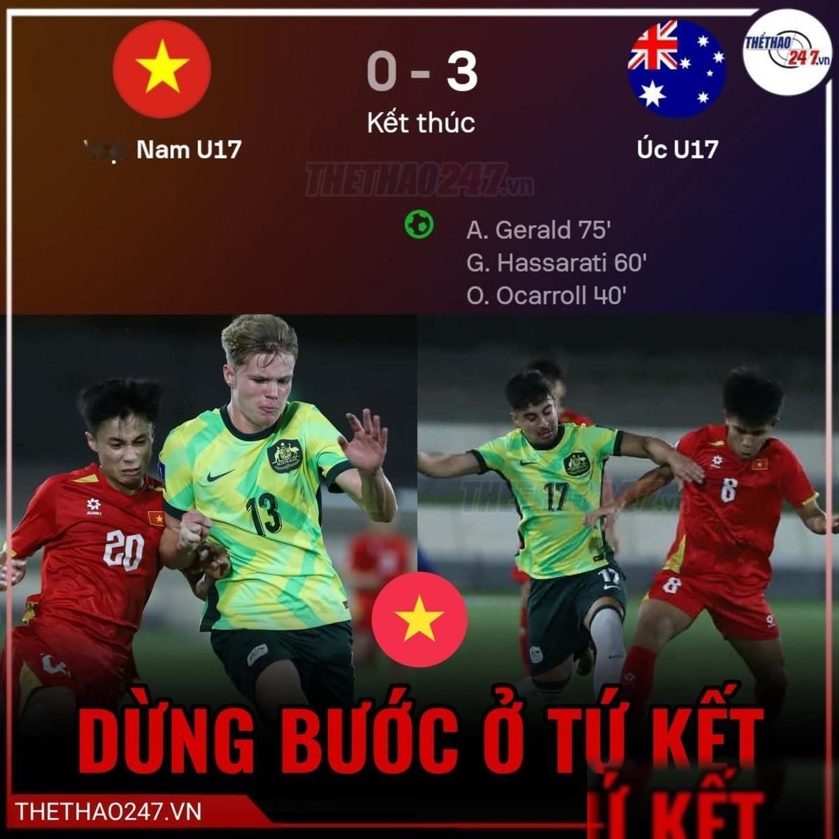 越南U17在四分之一决赛中不敌实力强劲的澳大利亚U17，遗憾出局。要知道就在短短