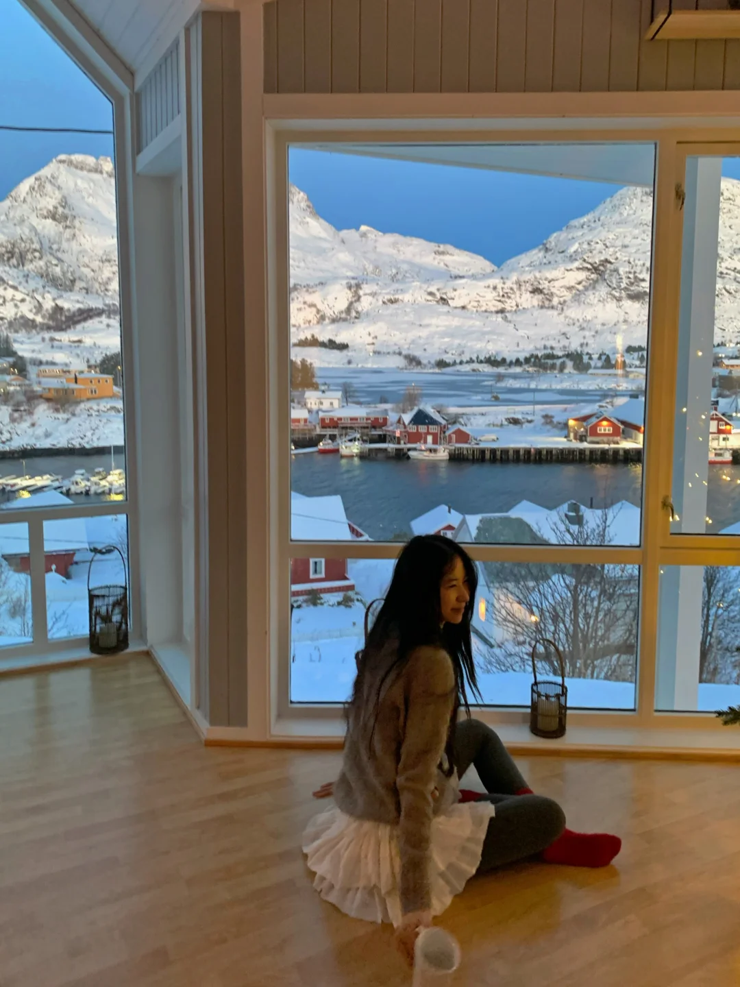 在挪威的漂亮民宿过冬天