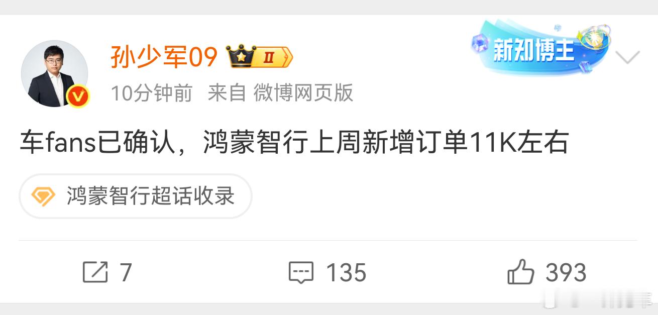 鸿蒙智行订单又涨了，稳的很。会有人感到“失望”吗？[doge]​​​