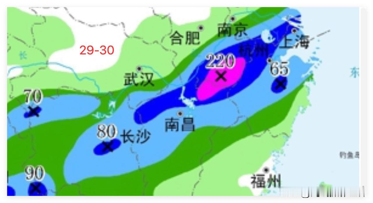 噢！6月30日到7月2日，长江中下游，长三角，新一轮梅雨来袭，大雨，暴雨，大暴雨