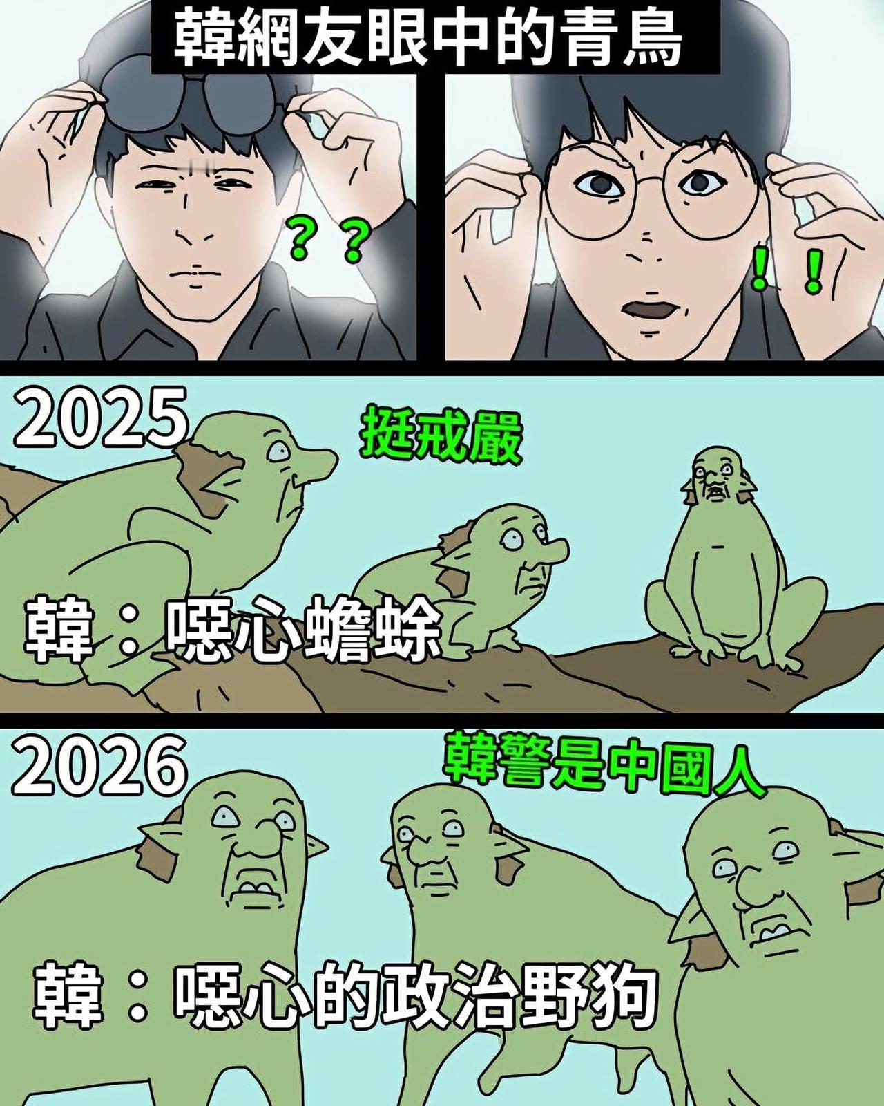 韩国人眼中的台独“青鸟”：“恶心的蟾蜍”和“恶心的政治野狗”[捂脸哭]