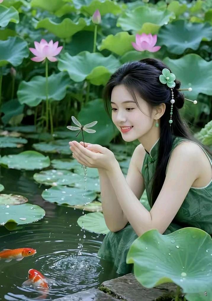 《喜长新.迹无痕》芙蕖出水蝶儿勤，不辨朝昏。翩跹起舞醉芳邻，香风满载痴嗔