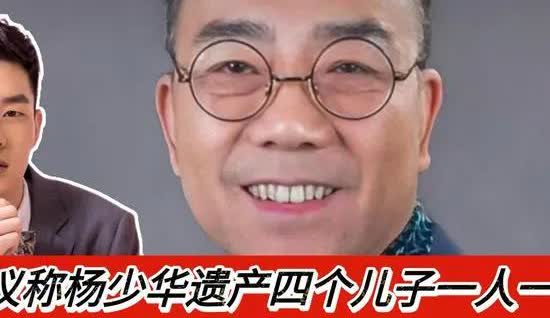 相声大师杨少华遗产4个亿。杨少华的去世，给杨少华的后人带来了巨额财产，足足4