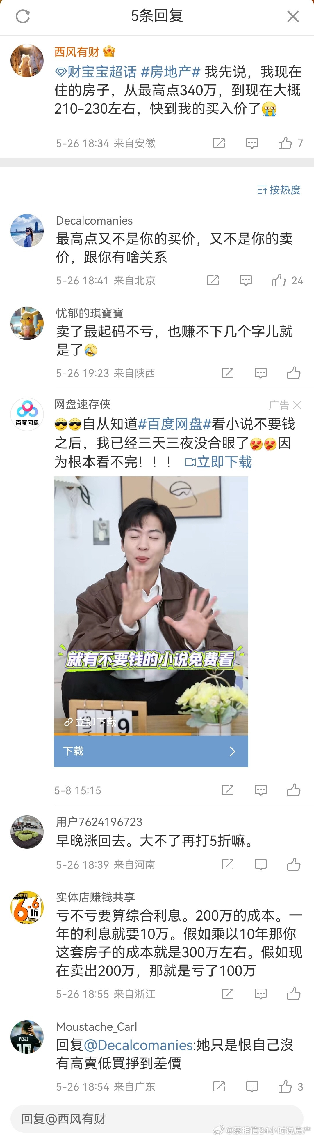 大家买的房子都跌了多少看看网友们怎么说？太扎心了[哭哭]​​​