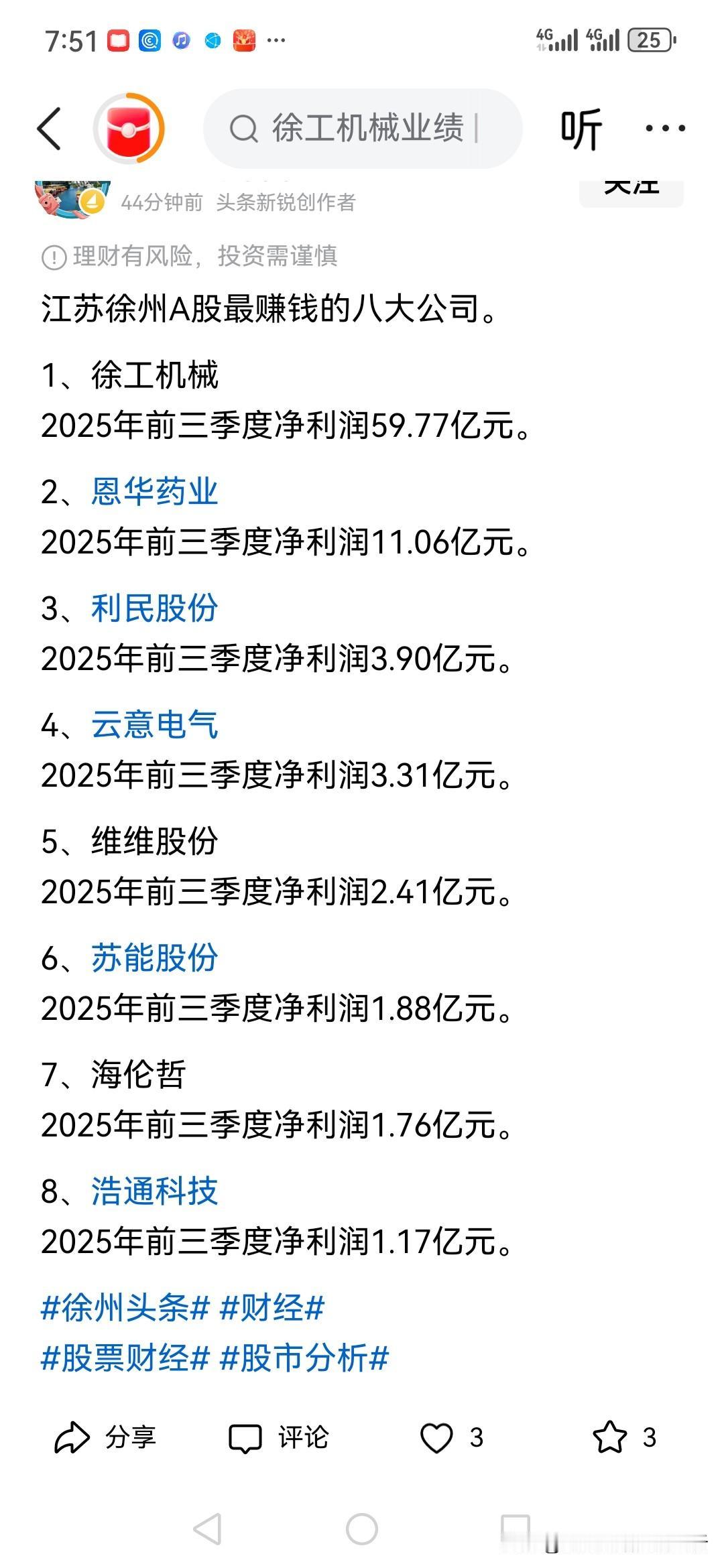 徐州上市公司利润