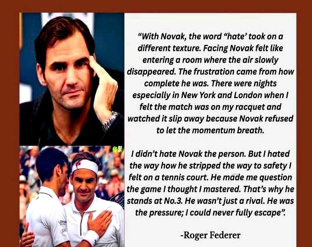 费德勒亲口承认，他最怕的人，让他从天王变成了“被动”的球员。不是德约科维奇