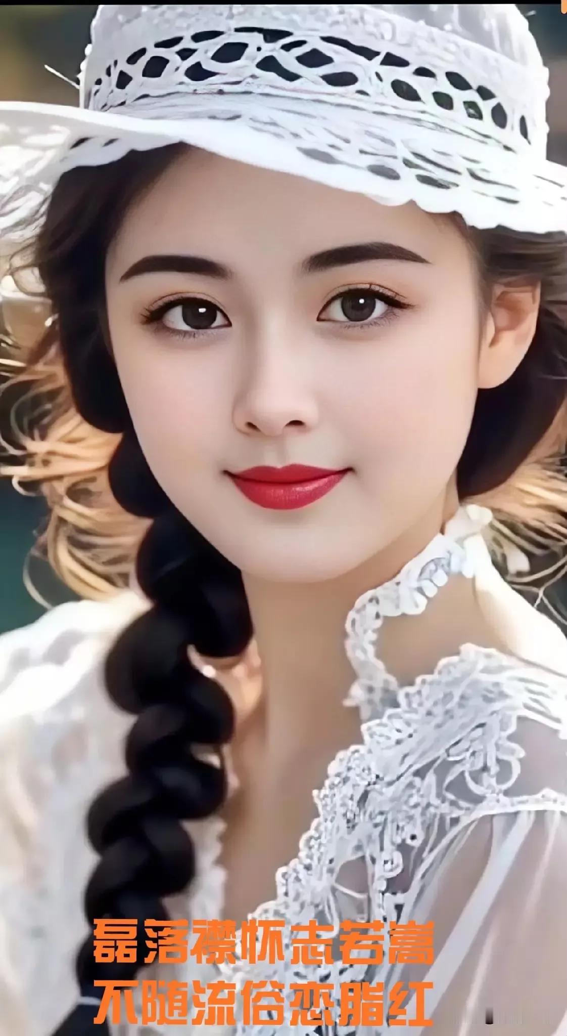 复古优雅，红唇黑发，白裙飘飘。黑发红唇女神古典红裙佳人温柔白裙写真淡雅蓝裙