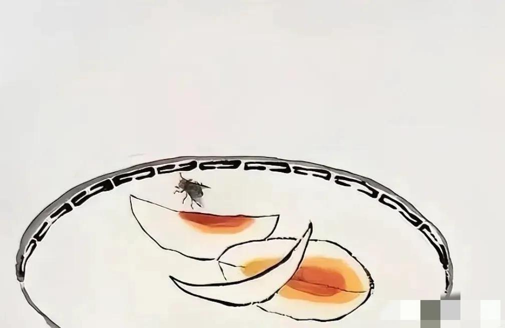 1953年，有人花2块钱向齐白石求画，齐白石只画了2片咸鸭蛋，对方陪着笑脸说：“