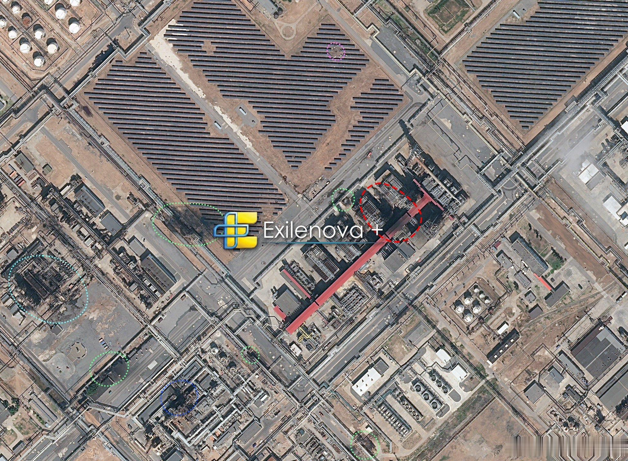 卫星图像，7月31日乌军对卢克石油公司伏尔加格勒炼油厂的打击后的后果。年处理能力