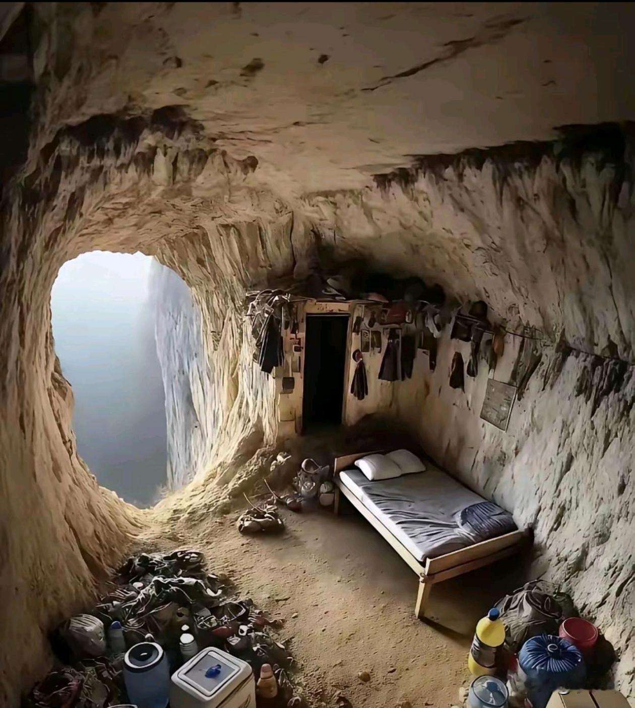 小时候还真见过住在这种山洞里的人，现在不知道还有没有