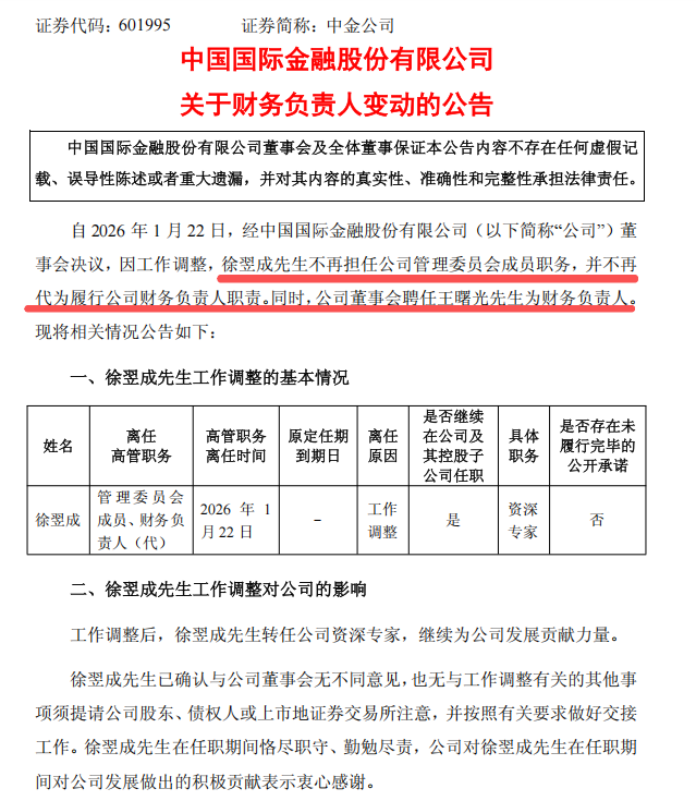 中金公司迎新一轮高管调整, 1+2合并方案正待揭晓