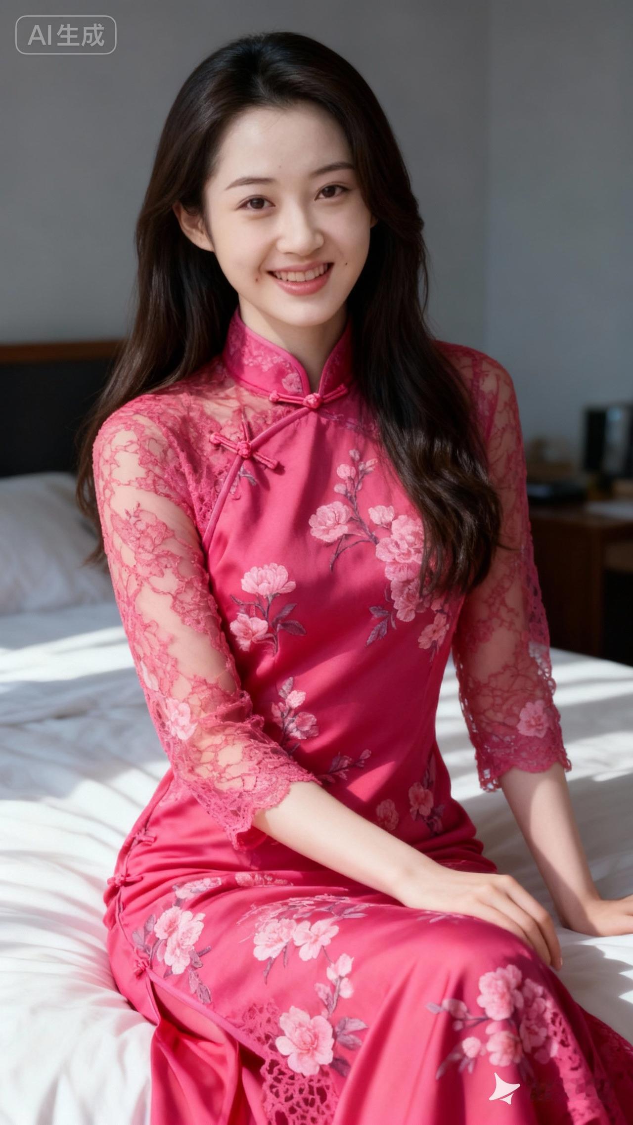 粉色旗袍少女，优雅气质，尽显东方美！🌸💕