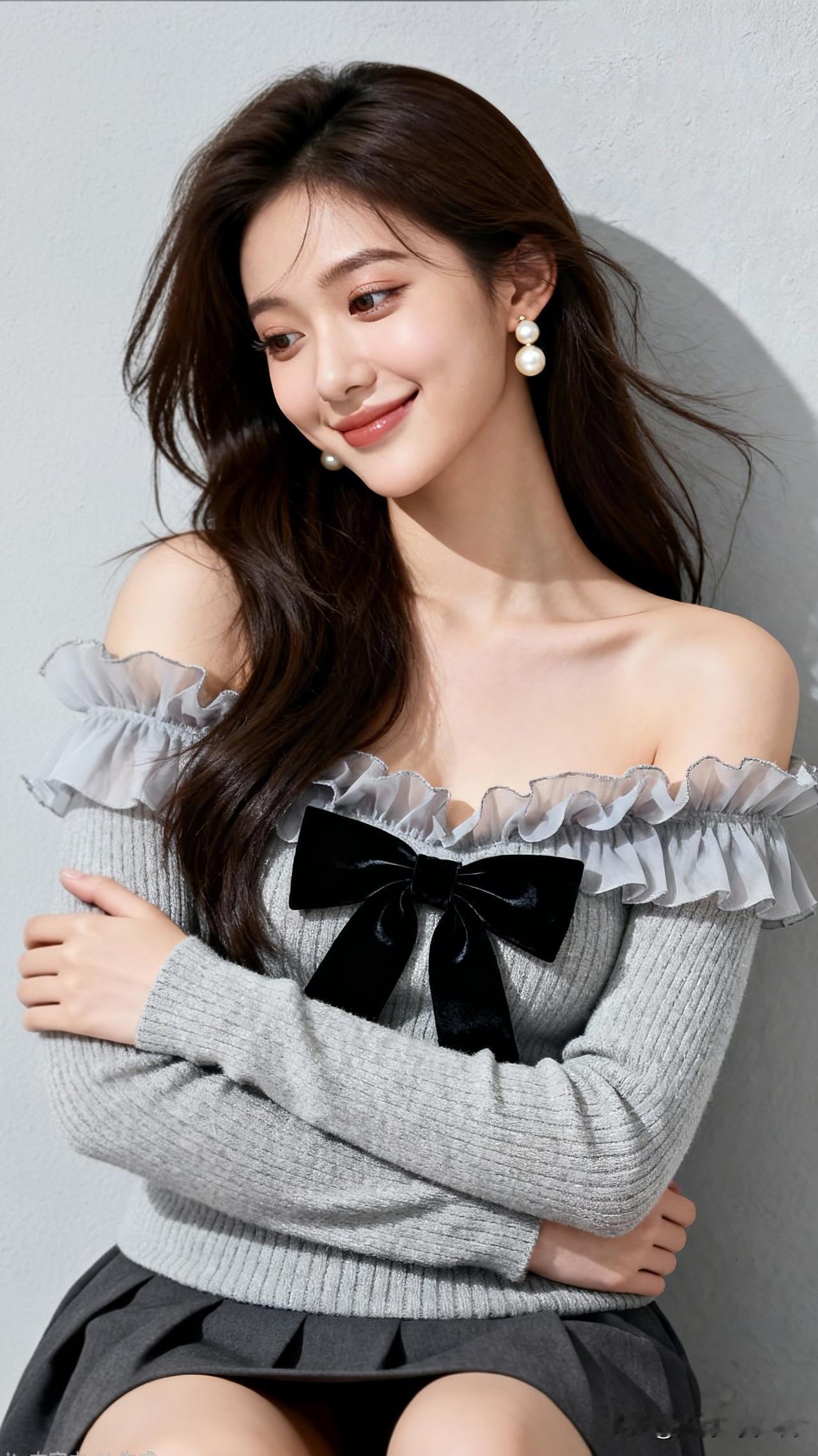 玉人如花笑，清风拂面来。为什么长得漂亮却找不到对象甜美少女风穿搭，灰色毛衣+黑