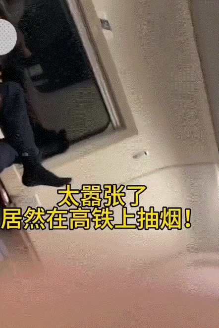 离谱了，一乘客在乘坐高铁时，突然闻到车厢内一大股烟味，扫视一周后发现，一男子竟明