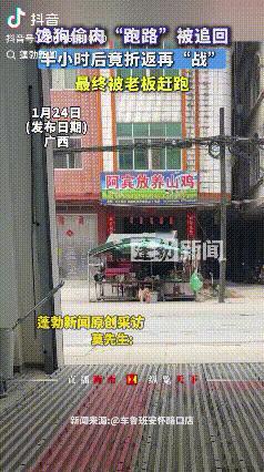 “泼天富贵没把握住”！广西，男子在街上发现一只狗在猪肉挡偷了一大块肉，当时猪肉挡