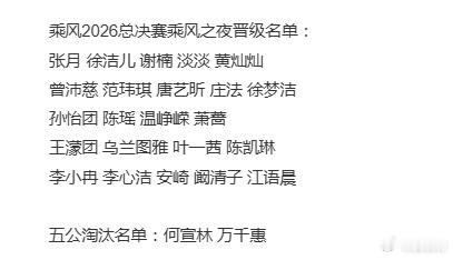浪姐7总决赛名单浪姐决赛名单浪姐7总决赛名单：张月徐洁儿谢楠淡淡黄灿灿