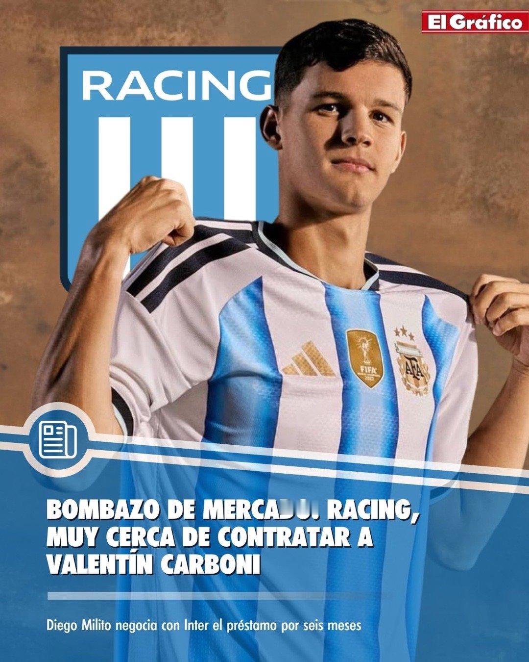 🚨阿根廷竞技队即将与国米敲定租借卡尔博尼。🤝🏻谈判由迭戈·米利托主导，若