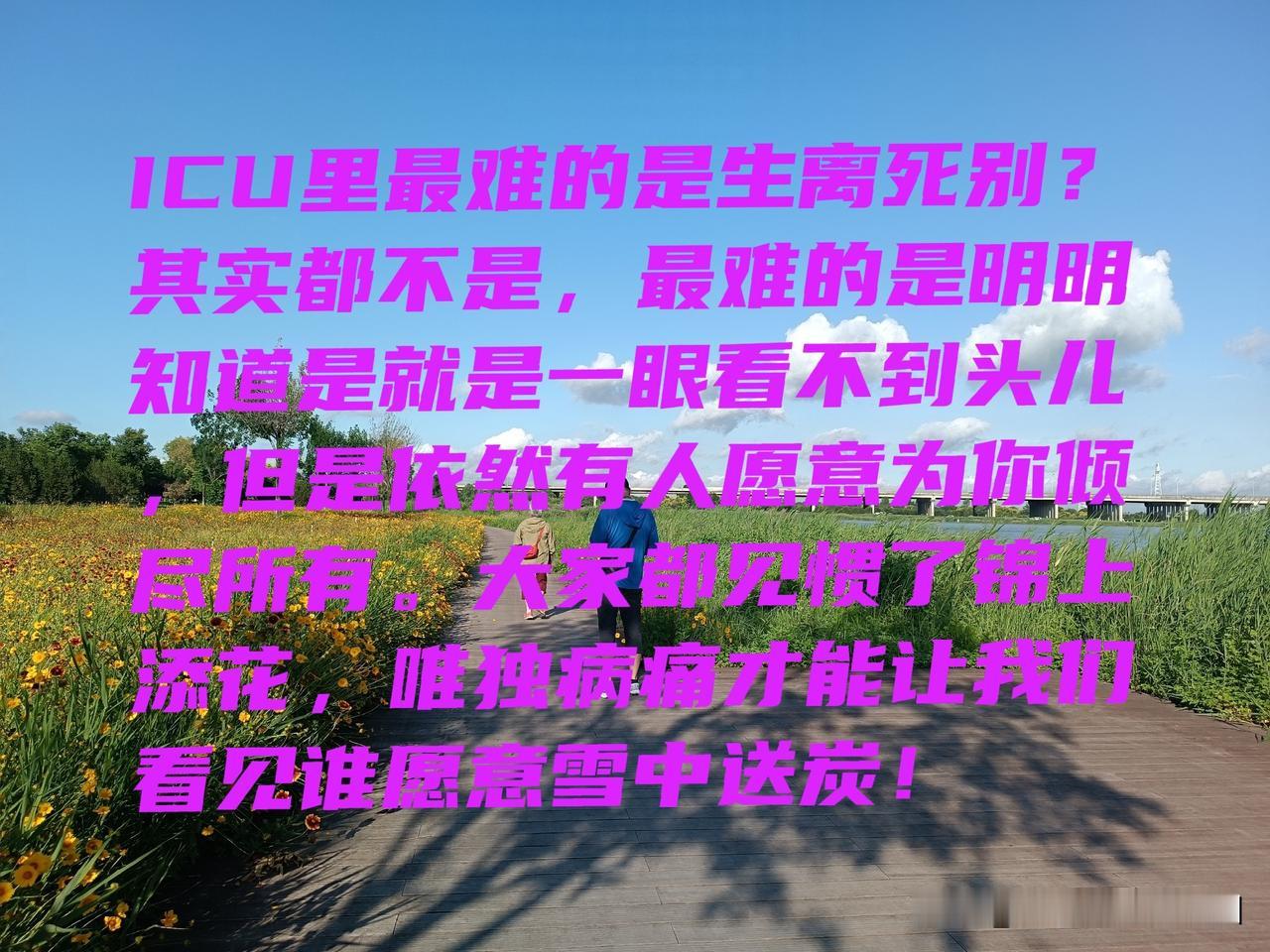 一对母子的对话：“儿子，妈老了，有退休金好还是有存款好？”“有退休金，你生病
