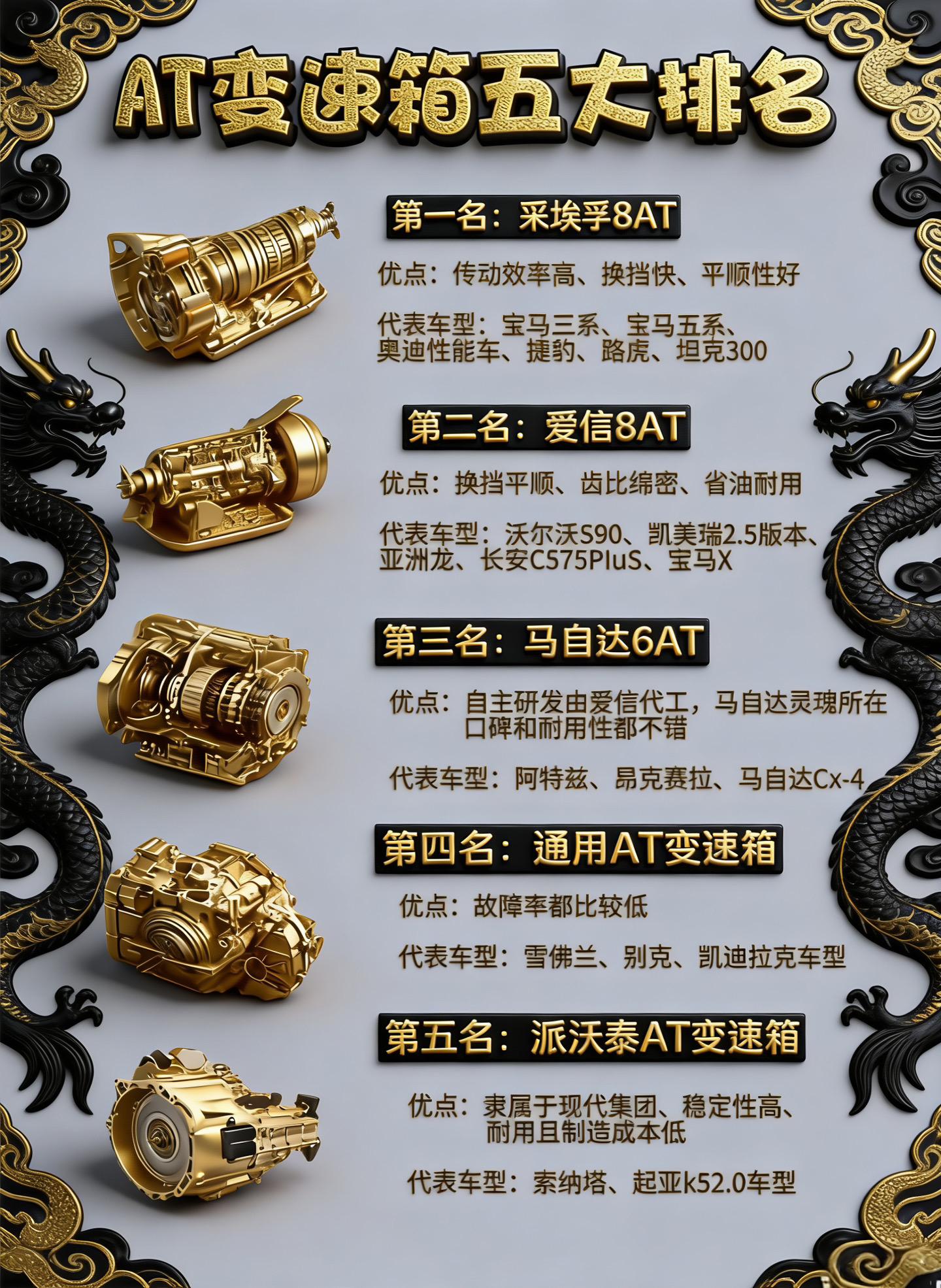 AT变速箱的五大排名！