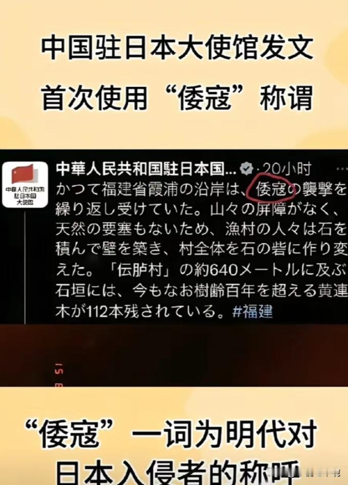 中国驻日大使发文称日本为倭寇，日本彻底炸锅了！说白了，这就是一场历史称谓引发的
