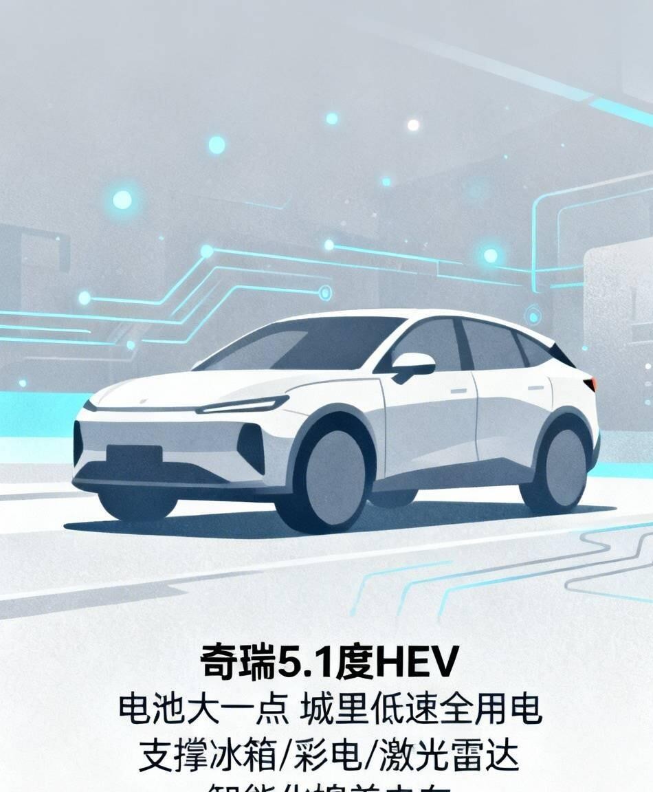 奇瑞这套5.1度电HEV已经跟着全新一代瑞虎9上市了，不是还没影的事儿。它用的犀牛H油混电池，不插枪