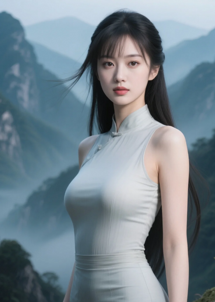 周身散发着柔和的光芒，似在与天地灵气交融，宛如降世的神女。