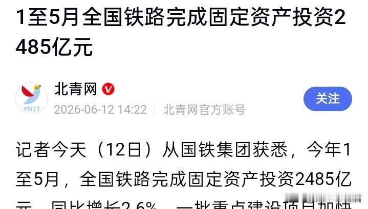 2485个亿砸进铁路，半年，平均一天十六七个亿。数字不吭声，但账算得人头皮发紧。