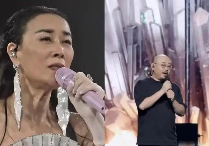 同样是开演唱会，差距真是一目了然。那英的台下是拄拐的黄渤、举灯牌的王菲，活脱脱一