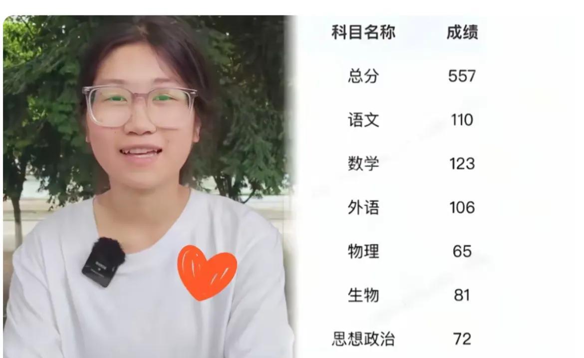 扁担女孩刘同学的高考成绩出来了，大家帮参谋一下，报考什么大学比较好？