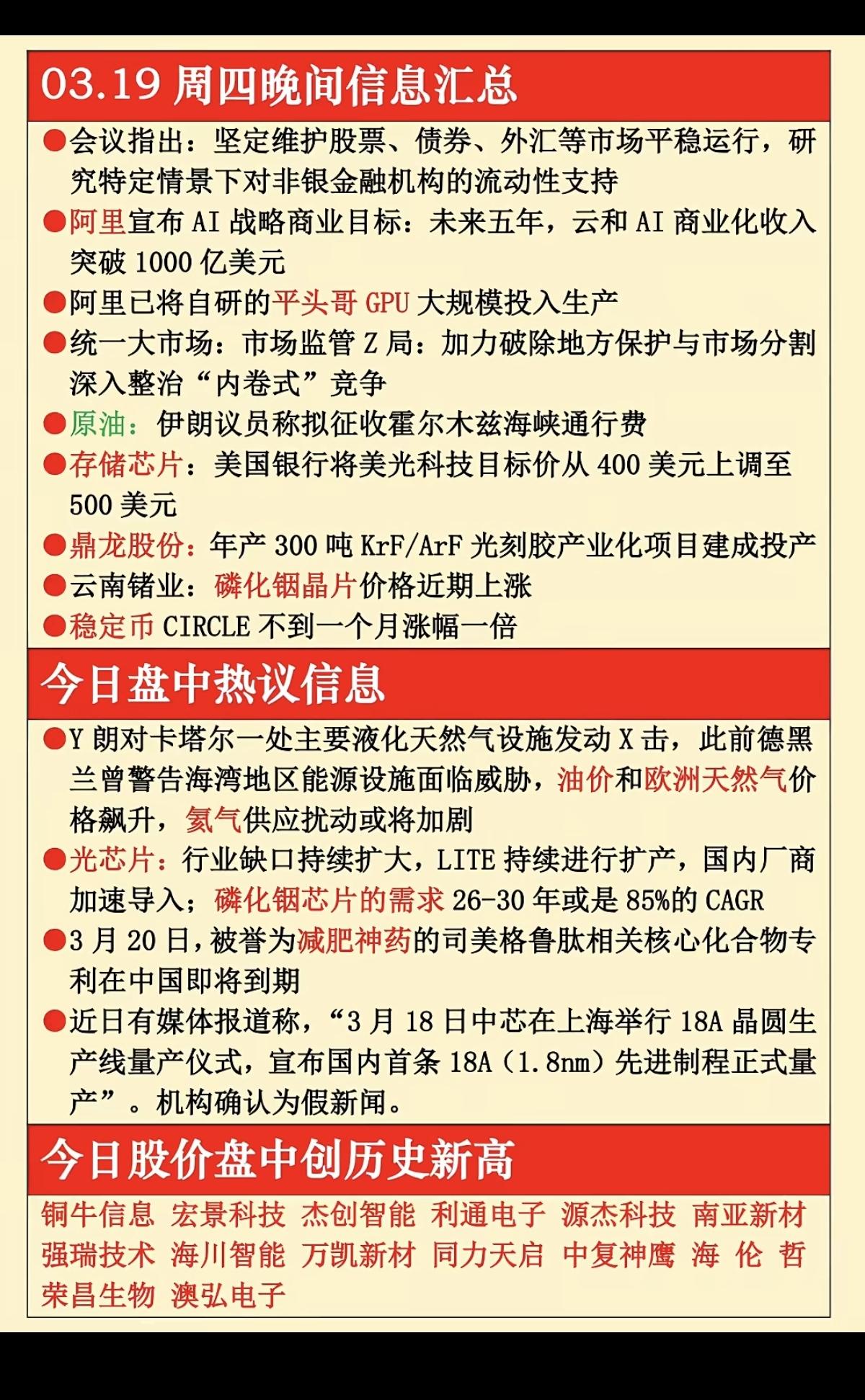 3.20周五财经热点信息汇总！1.阿里平头哥GPU大规模投入生产2.存