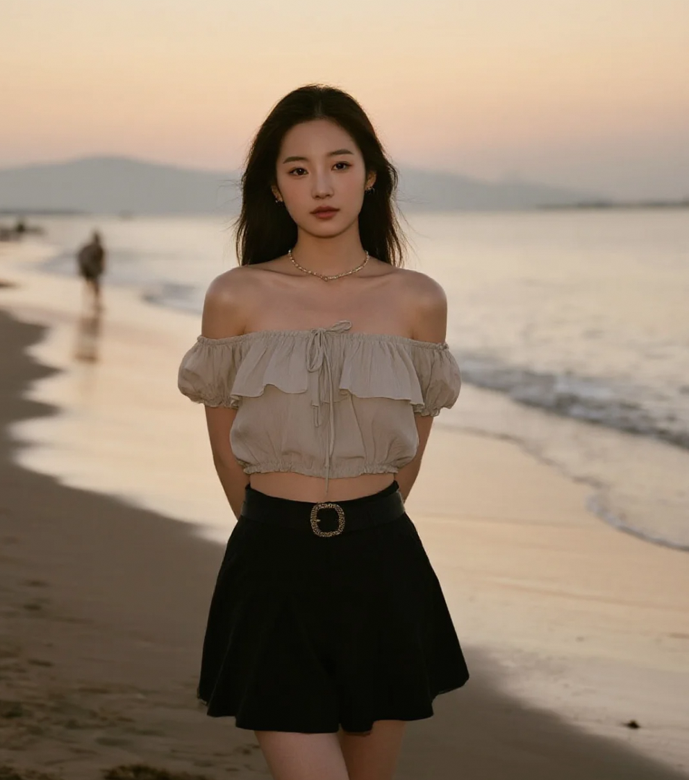 海边的她，美得让人心动不已