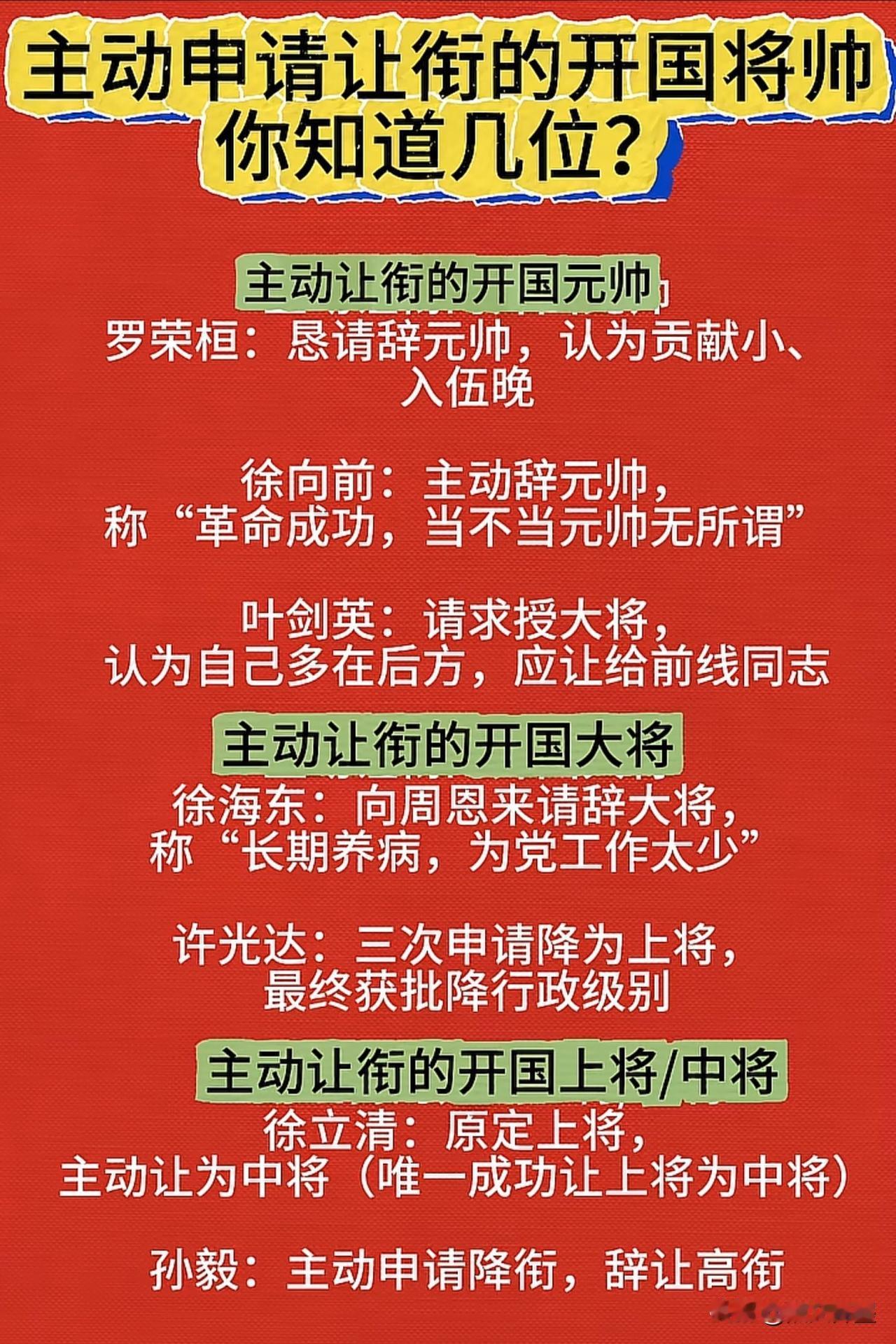 这样的成绩在全世界都独一无二！1，不管是元帅还是将军，不争名，不争利，主动请求