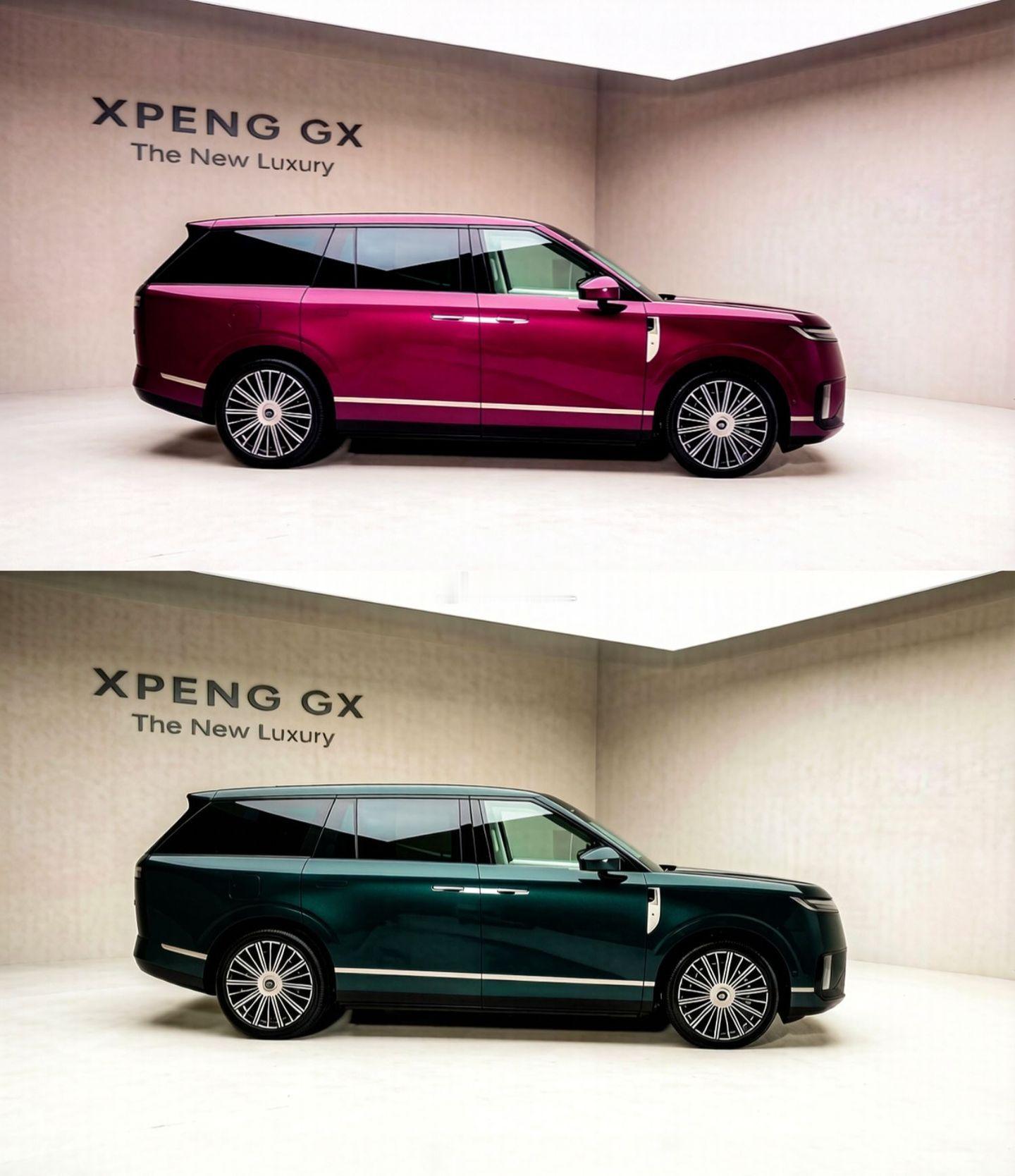 小鹏GX实车颜值担当。这个灰色和绿色看的不错吧，旗舰气质，不张扬。帅！小鹏gx