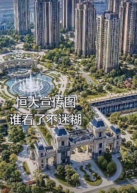 恒大当年的宣传效果图！谁看了不迷糊啊！可惜只盖了个大门！[捂脸哭][捂脸哭]#恒大的烂尾楼该咋办呢#