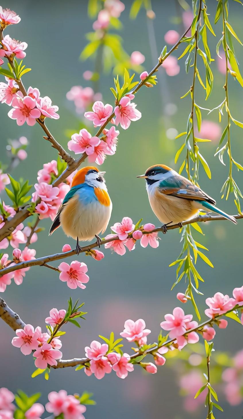 上联：鸟鸣花艳春光好下联：水笑山欢气象新