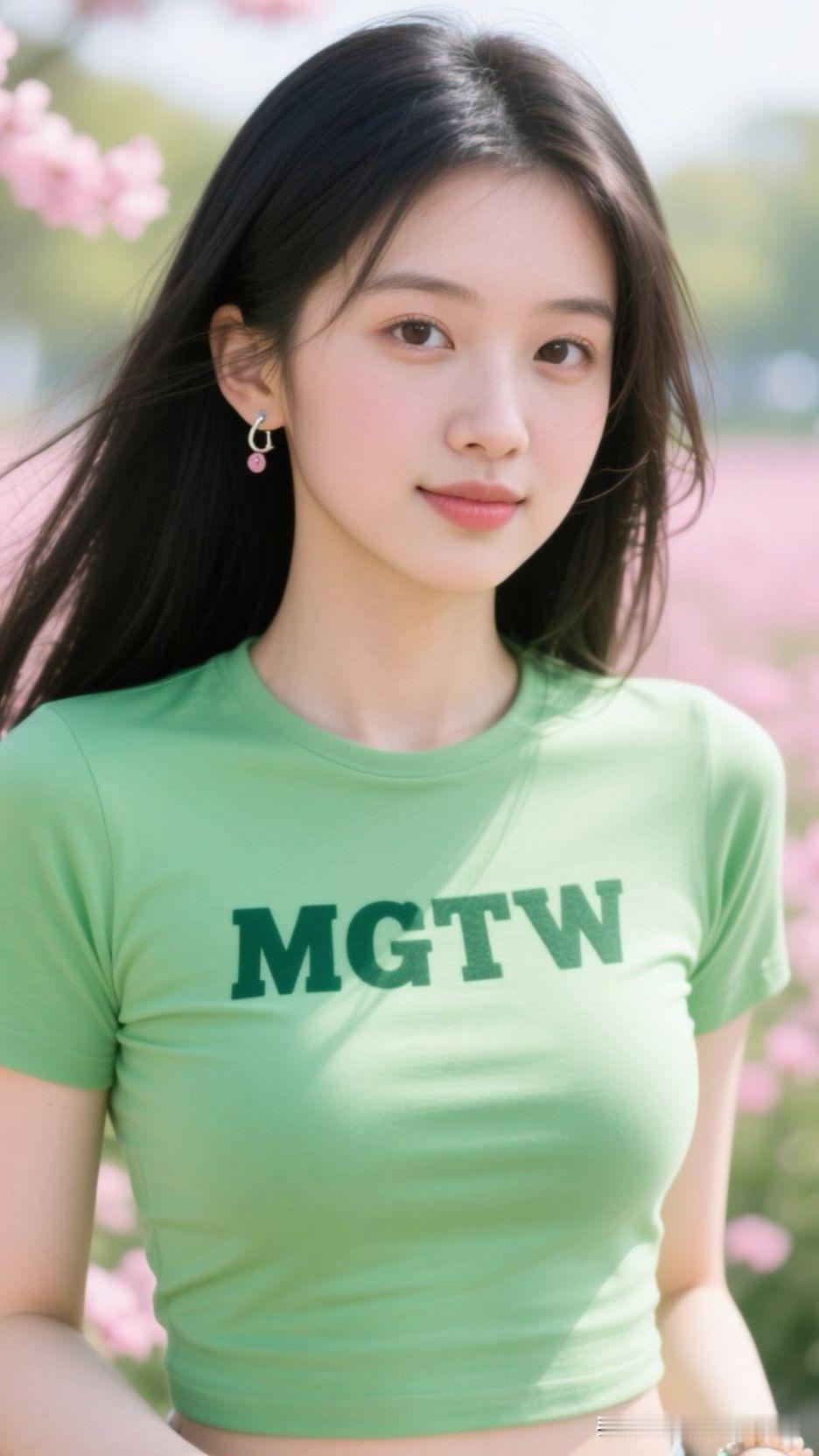 🌸草色上衣裹住夏的序章，樱云漫过肩头，每缕风都带着浪漫的甜。你心中的美女啥模