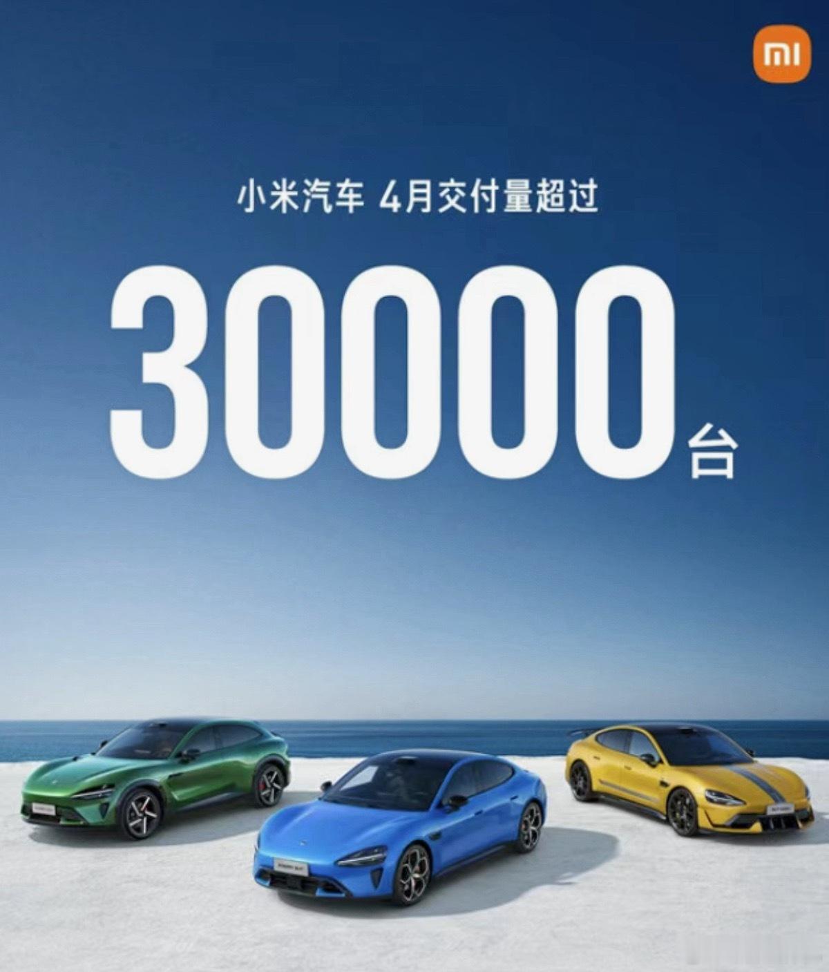 小米汽车销量跻身国产前五之前小米汽车官宣海报称四月交付量破3万辆实际上交付