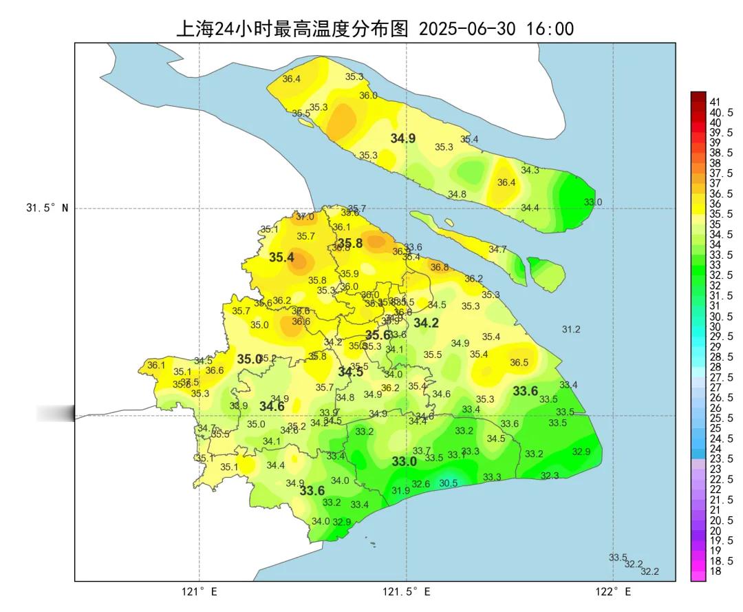 记录者六月的最后一天，上海徐汇、宝山、嘉定等区气温突破高温线，市区徐家