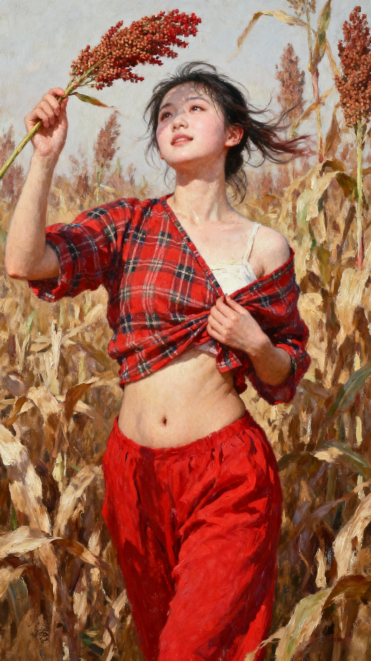 油画艺术 人与自然 日落归山海