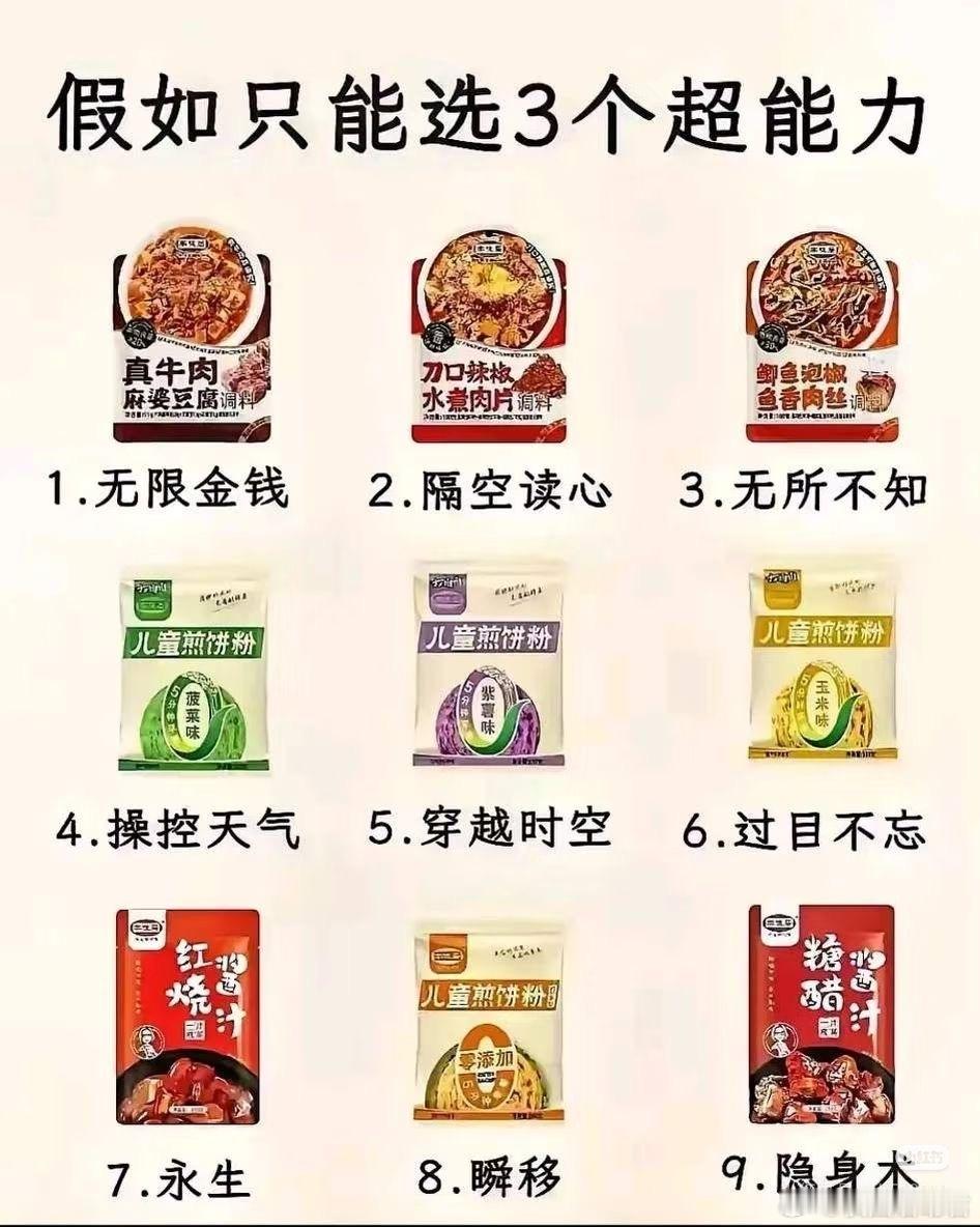 只能选三种超能力：​​​